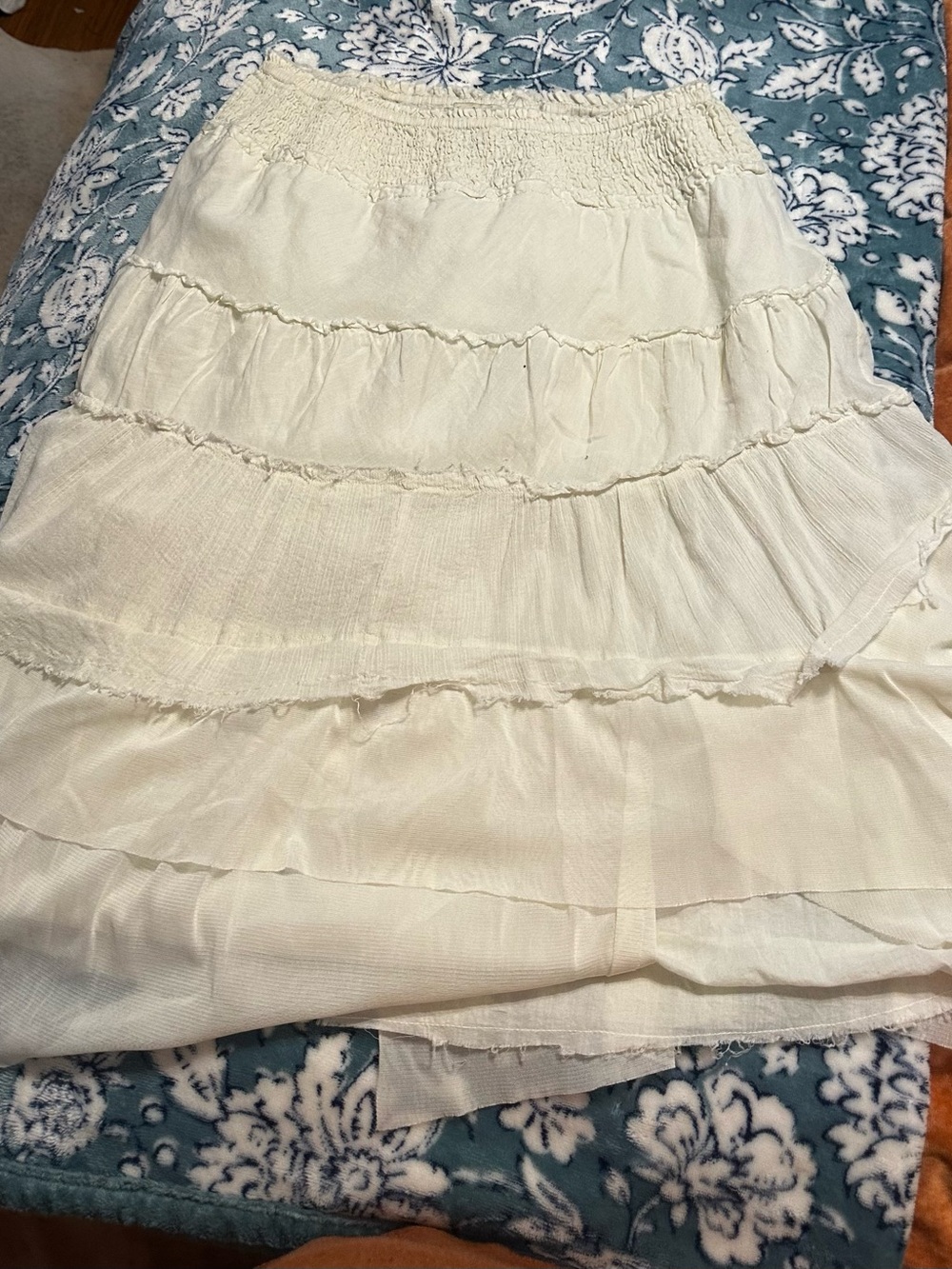 Free People Ivory tiered skirt